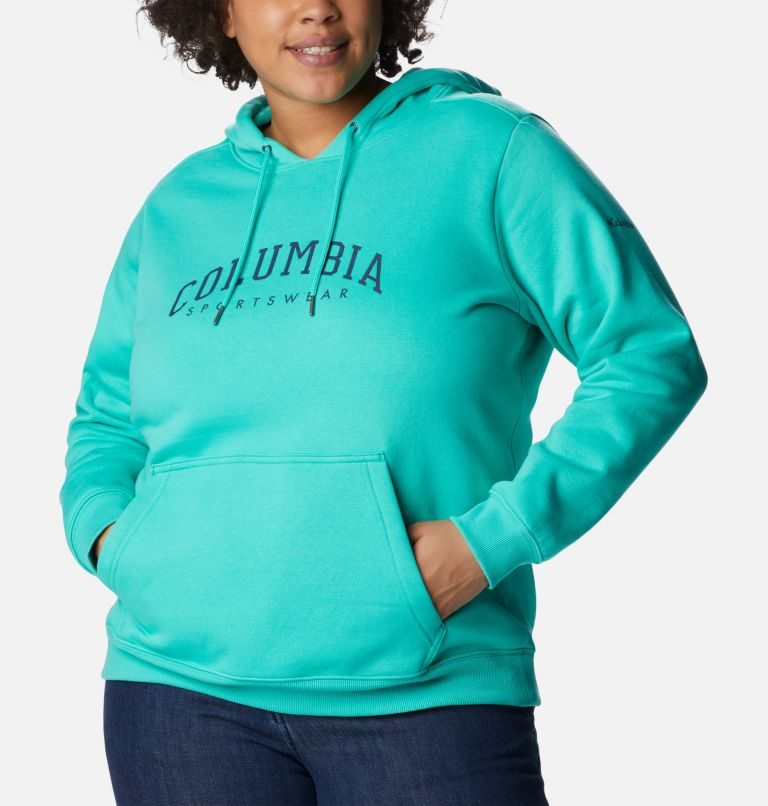 Women's Columbia Logo Hoodie Turquoise | Plus Size CA-FA43C